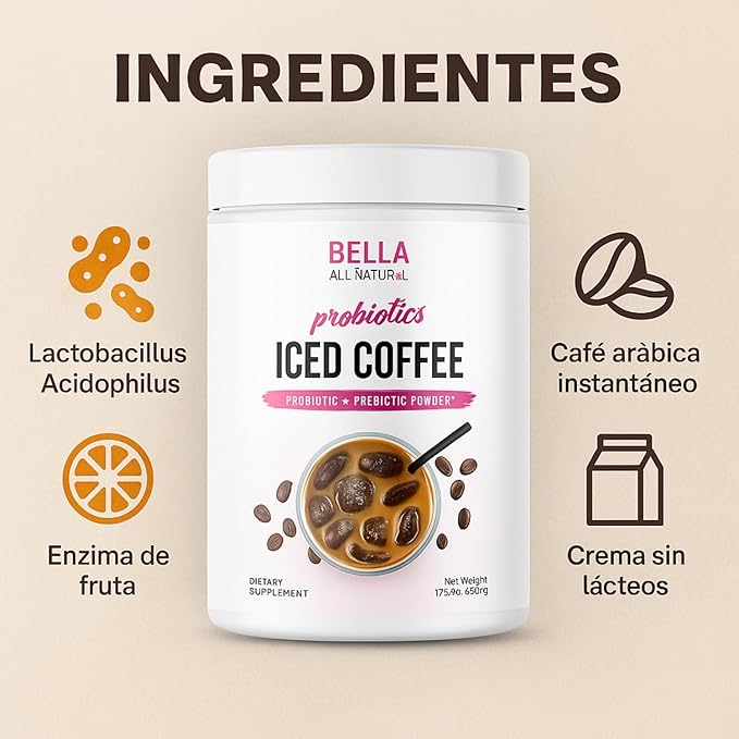 Bella All Natural Café helado probiótico